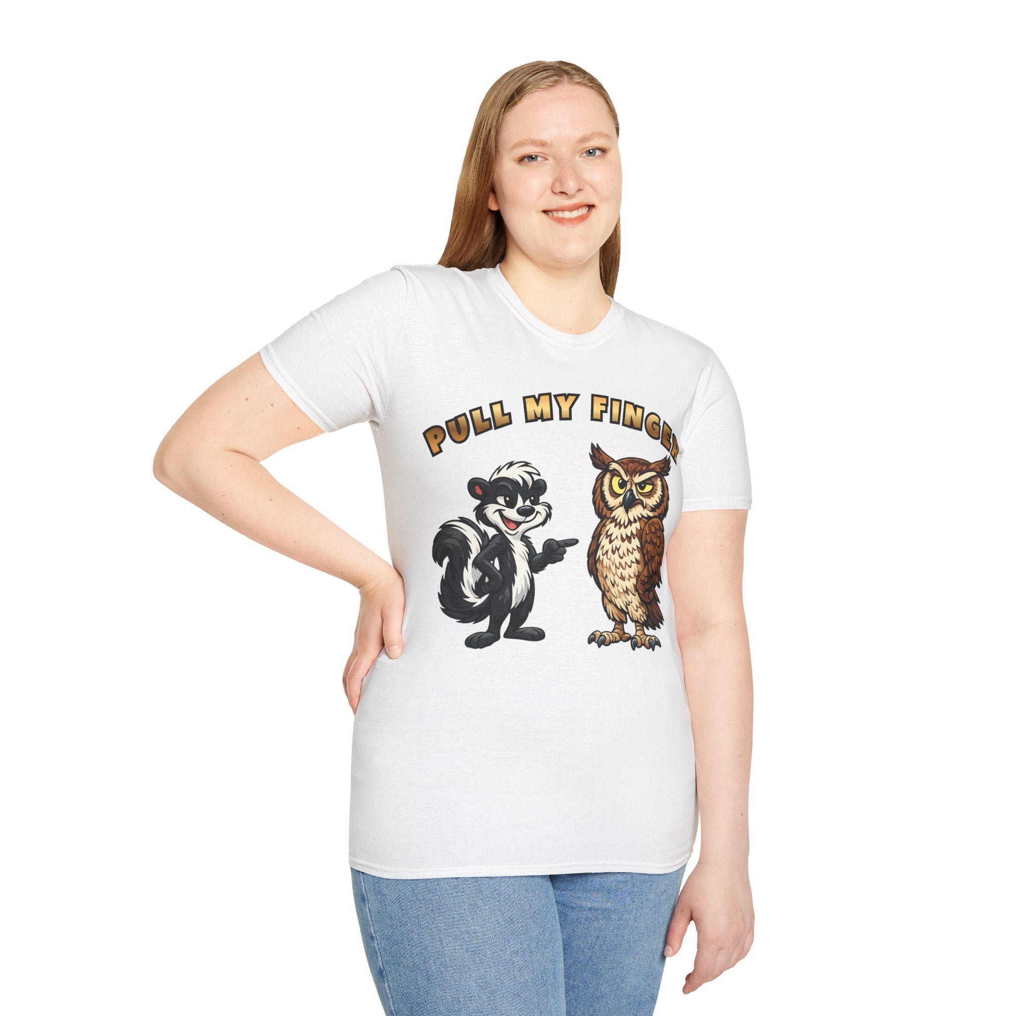 Pull My Finger Funny Skunk & Owl Graphic Tee