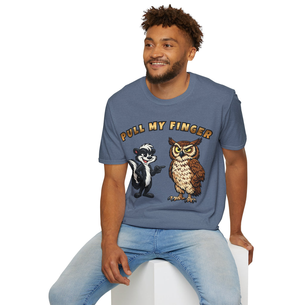 Pull My Finger Funny Skunk & Owl Graphic Tee