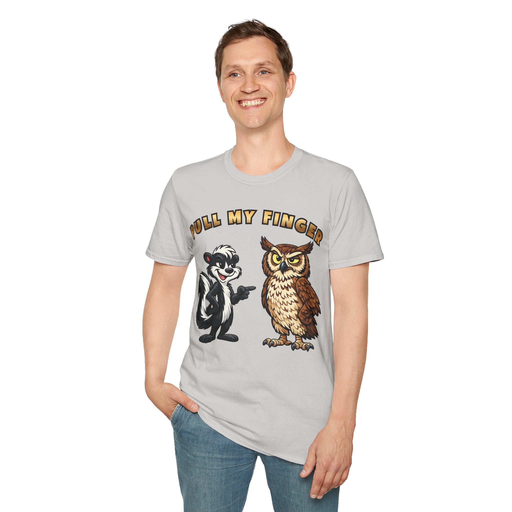 Pull My Finger Funny Skunk & Owl Graphic Tee