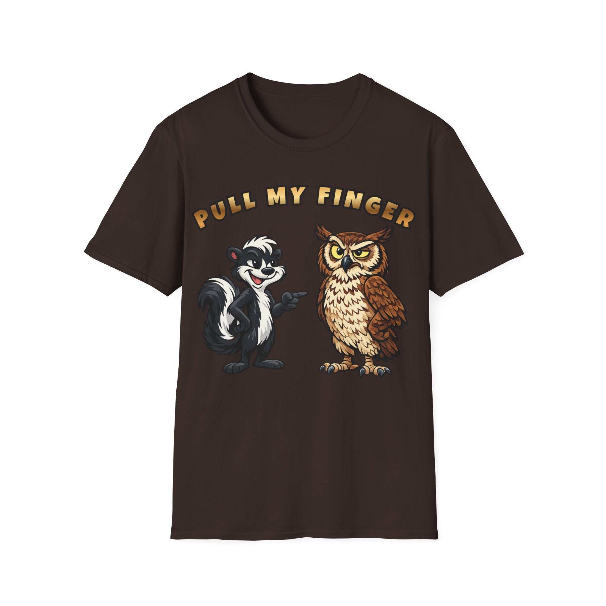 Pull My Finger Funny Skunk & Owl Graphic Tee