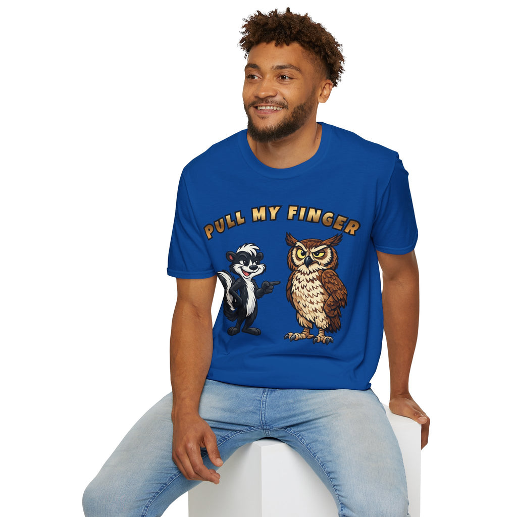 Pull My Finger Funny Skunk & Owl Graphic Tee