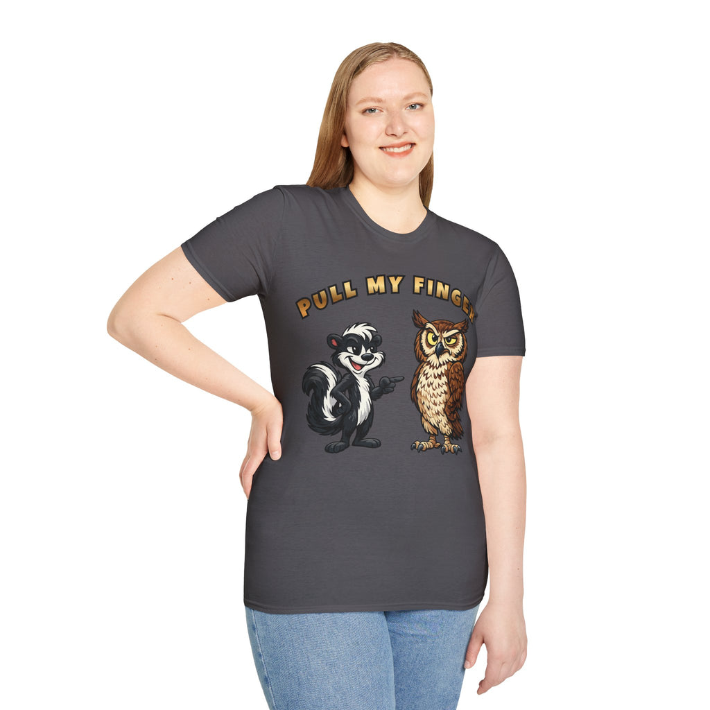Pull My Finger Funny Skunk & Owl Graphic Tee