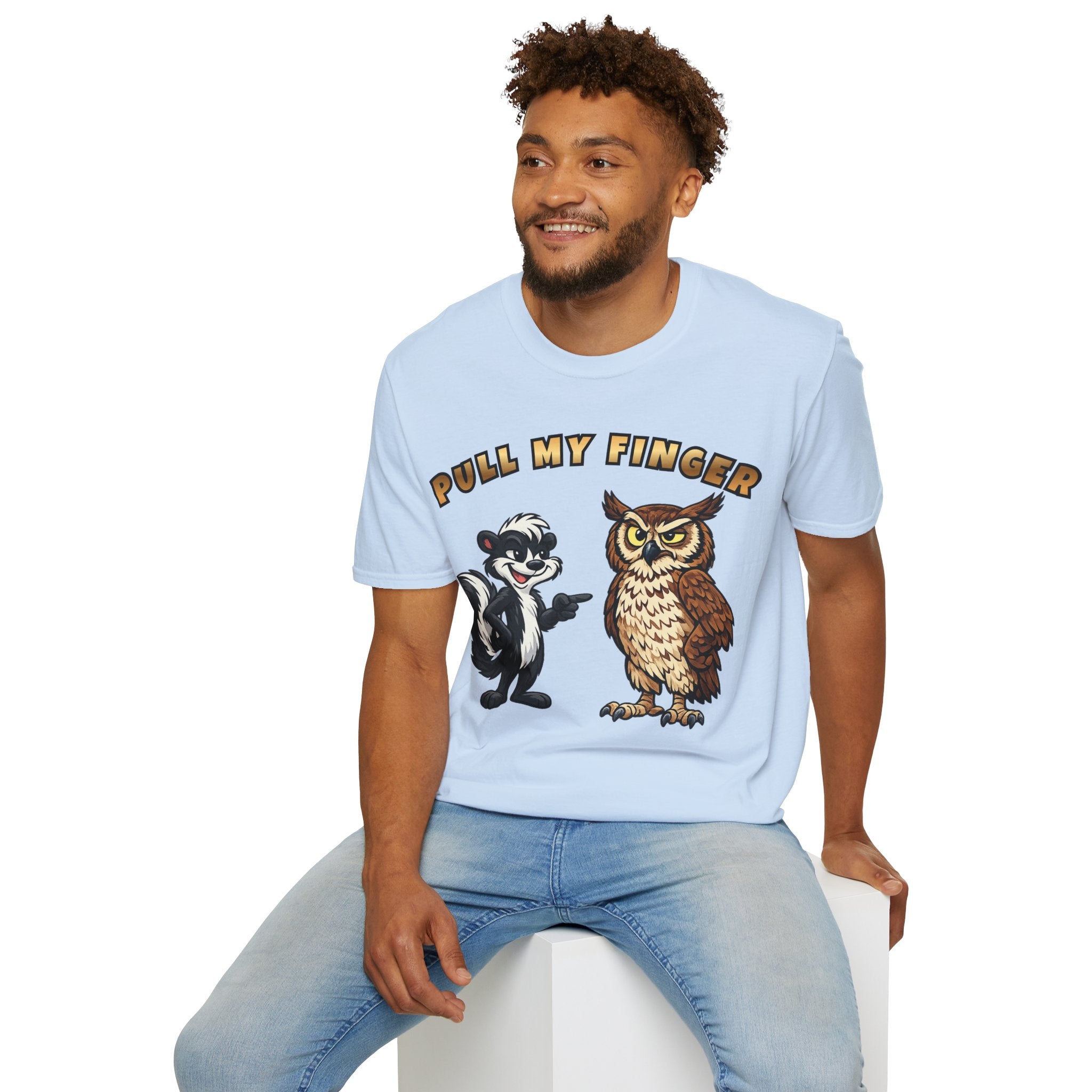 Pull My Finger Funny Skunk & Owl Graphic Tee