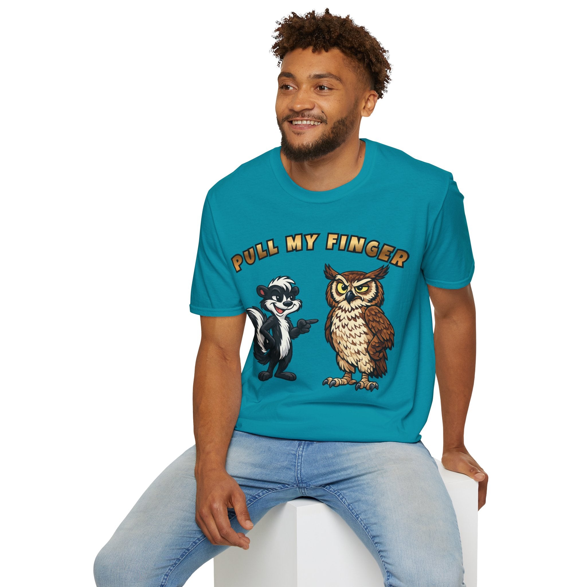 Pull My Finger Funny Skunk & Owl Graphic Tee