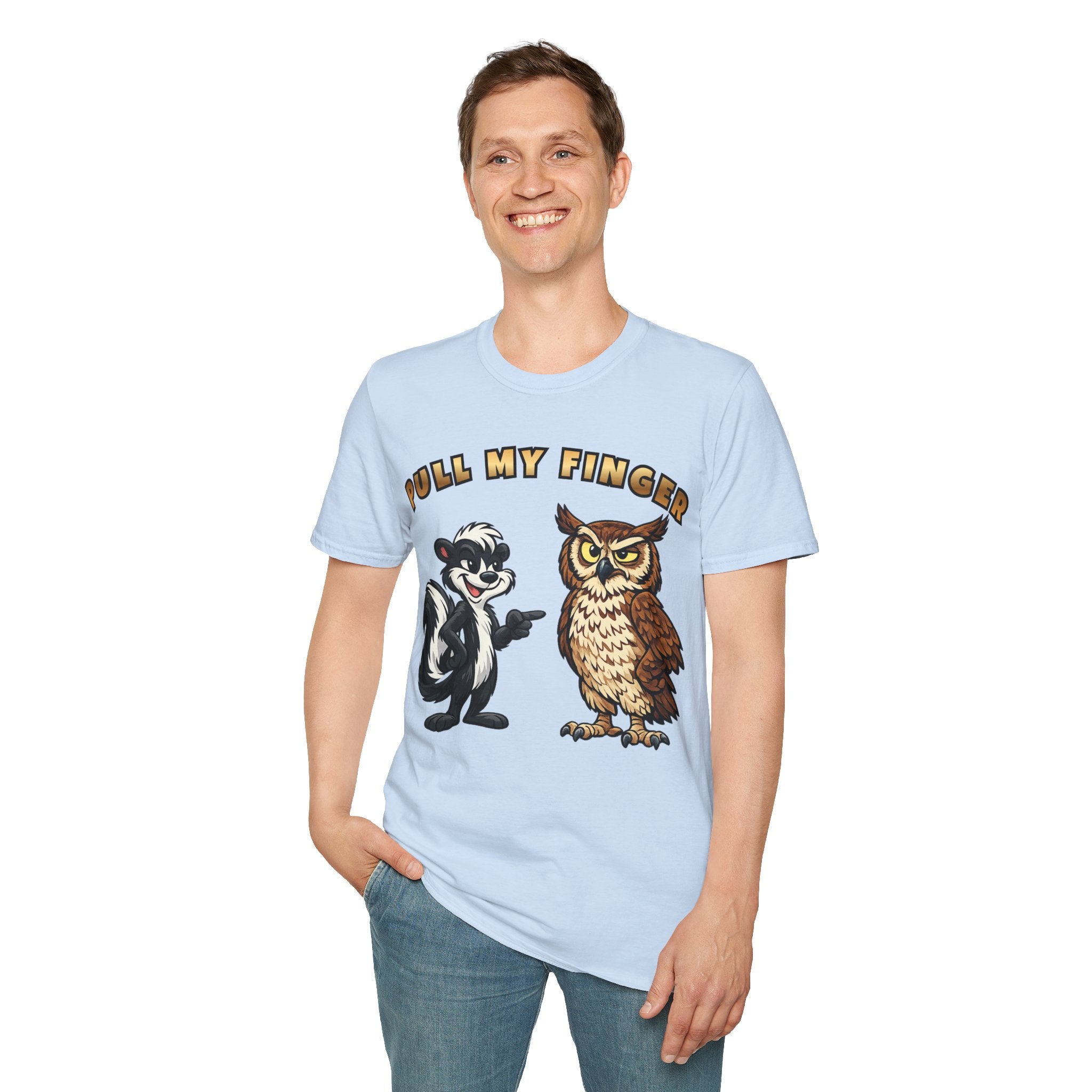 Pull My Finger Funny Skunk & Owl Graphic Tee