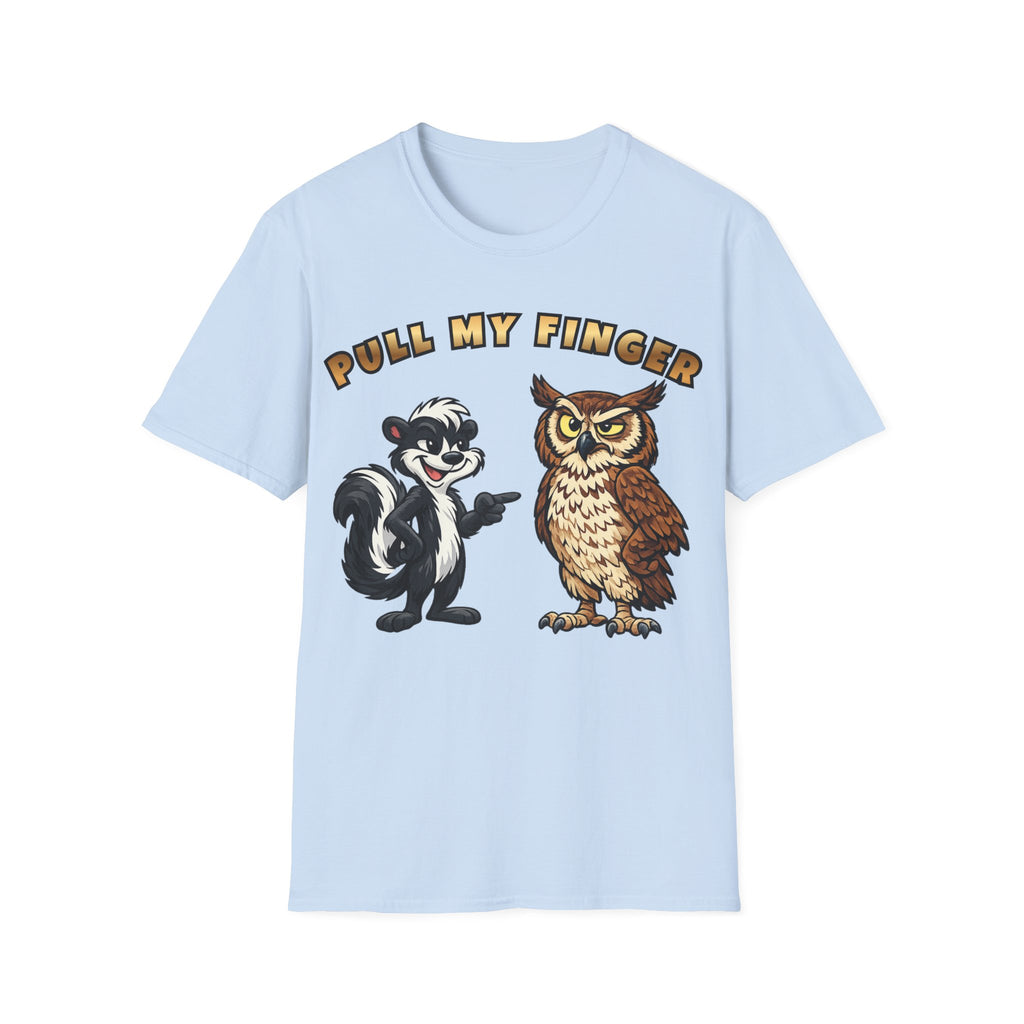 Pull My Finger Funny Skunk & Owl Graphic Tee