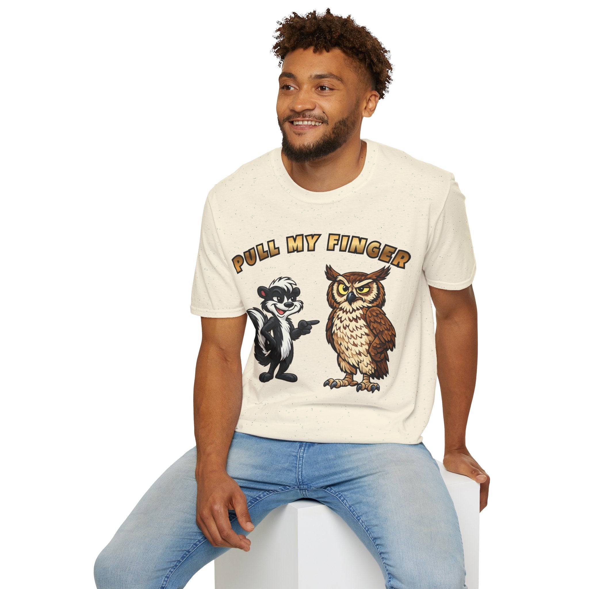 Pull My Finger Funny Skunk & Owl Graphic Tee
