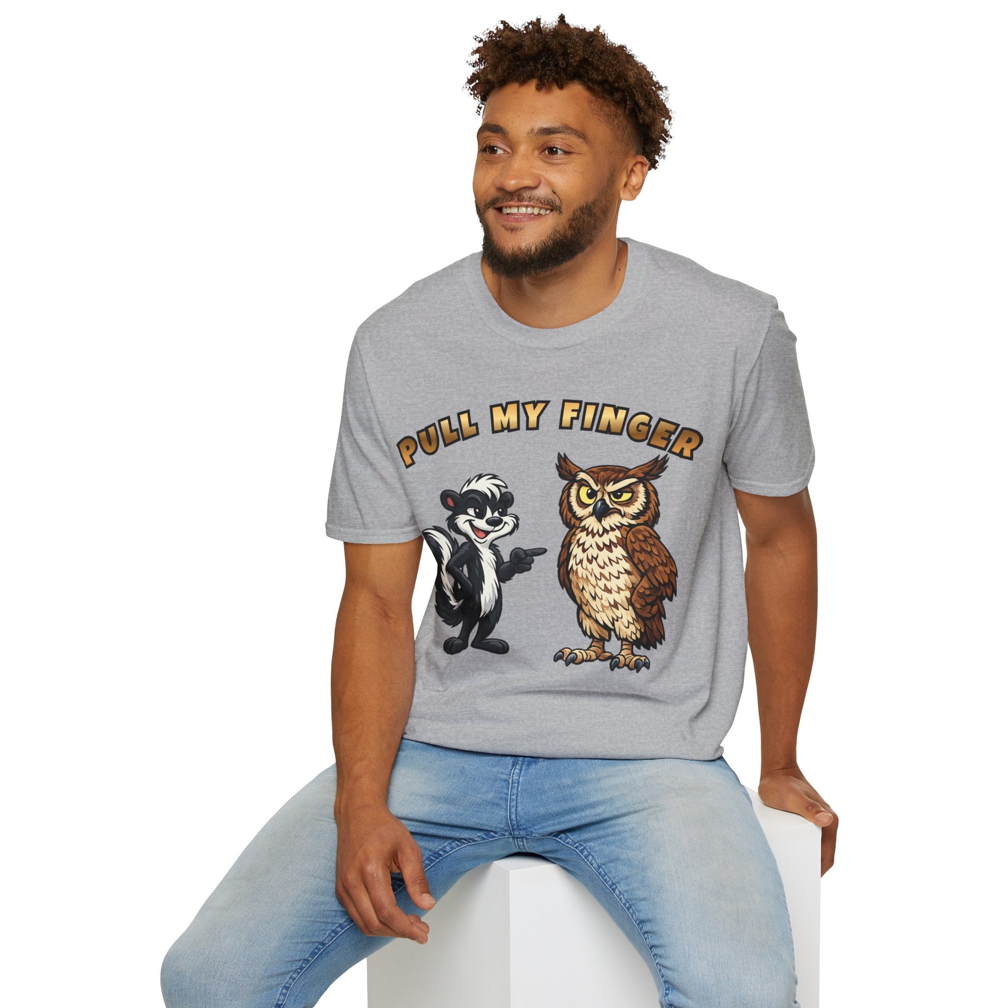 Pull My Finger Funny Skunk & Owl Graphic Tee