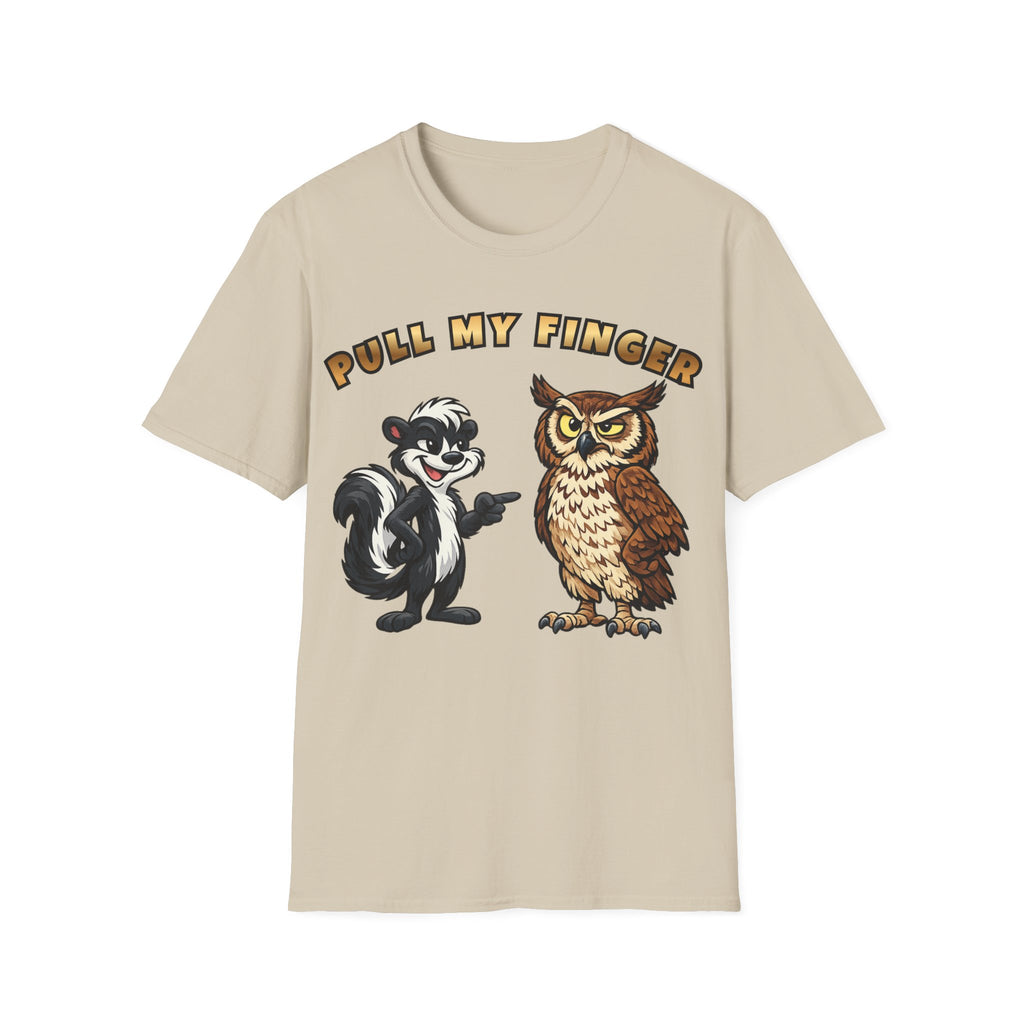 Pull My Finger Funny Skunk & Owl Graphic Tee