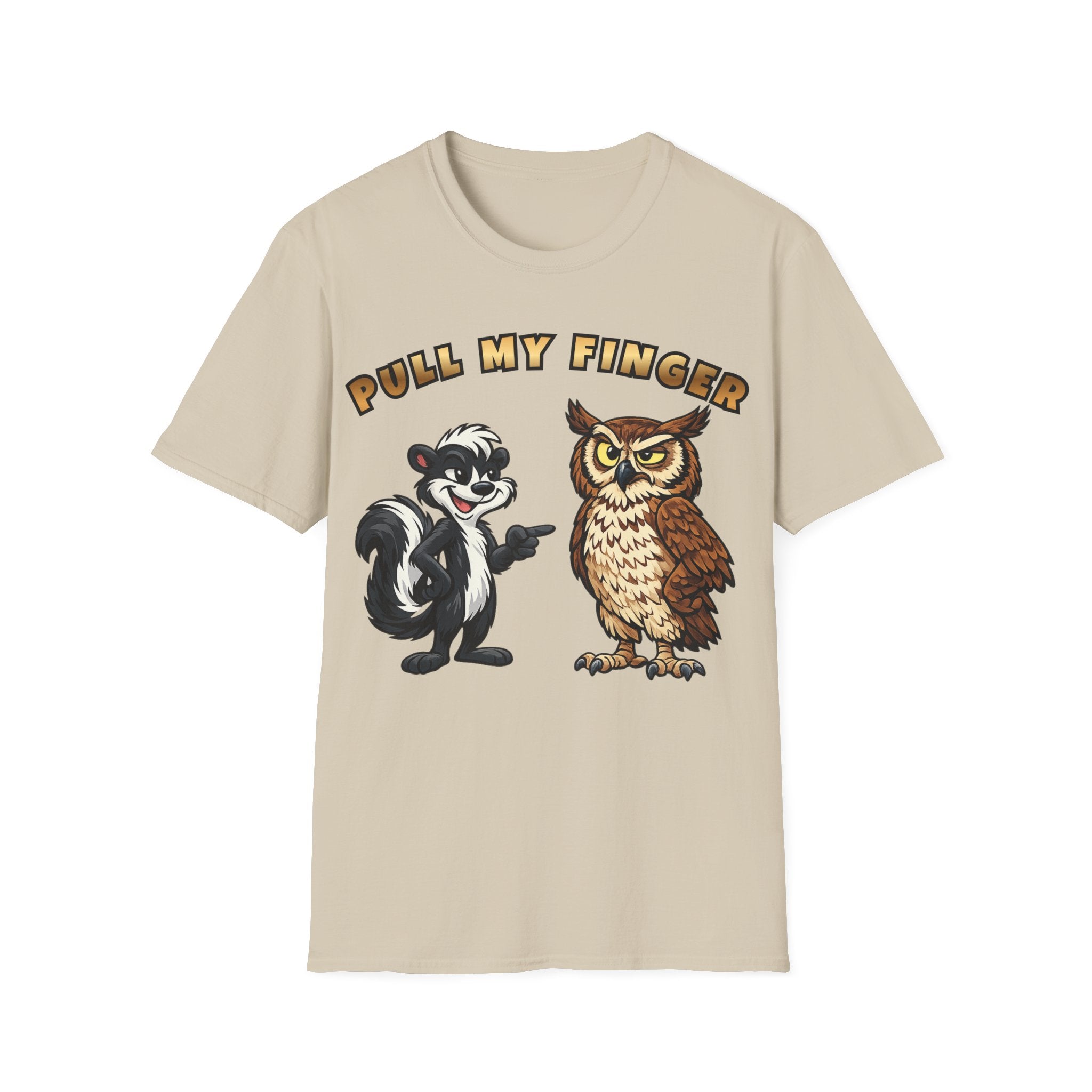 Pull My Finger Funny Skunk & Owl Graphic Tee