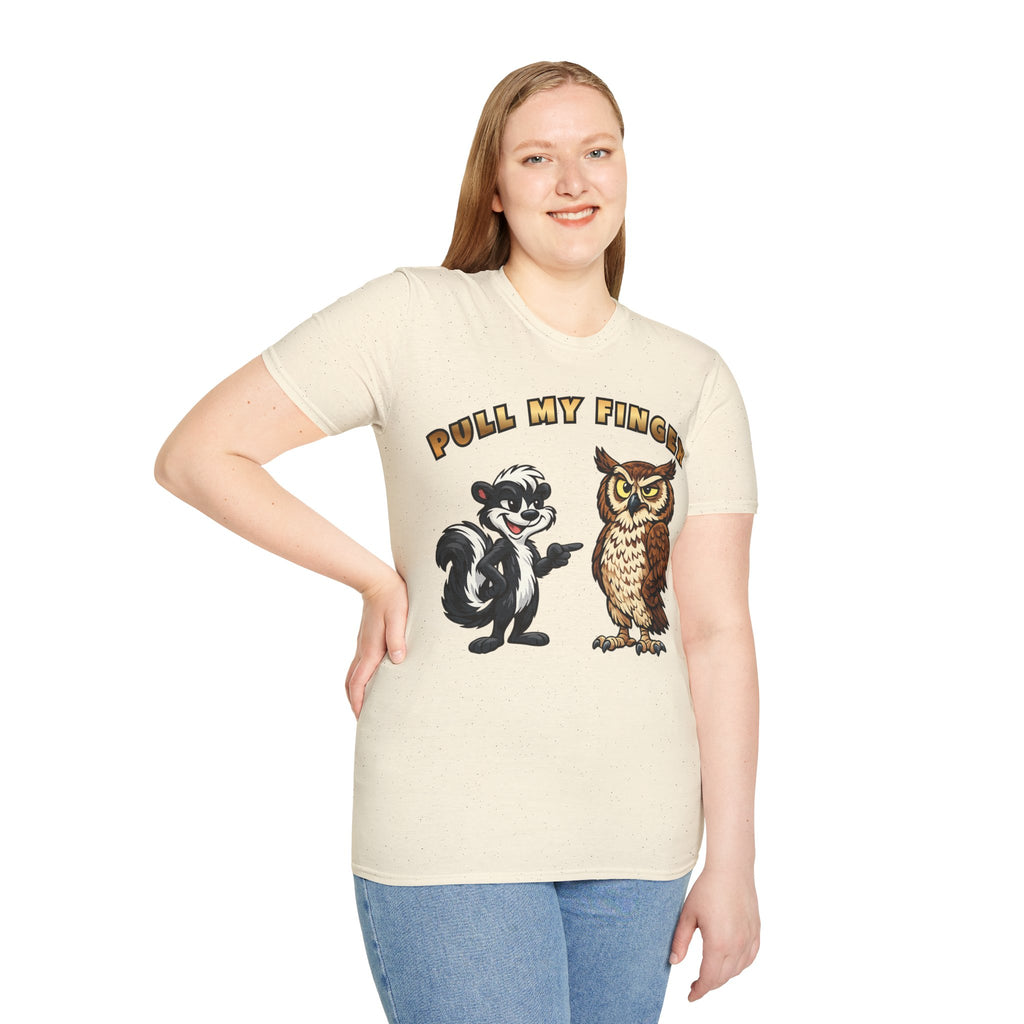 Pull My Finger Funny Skunk & Owl Graphic Tee