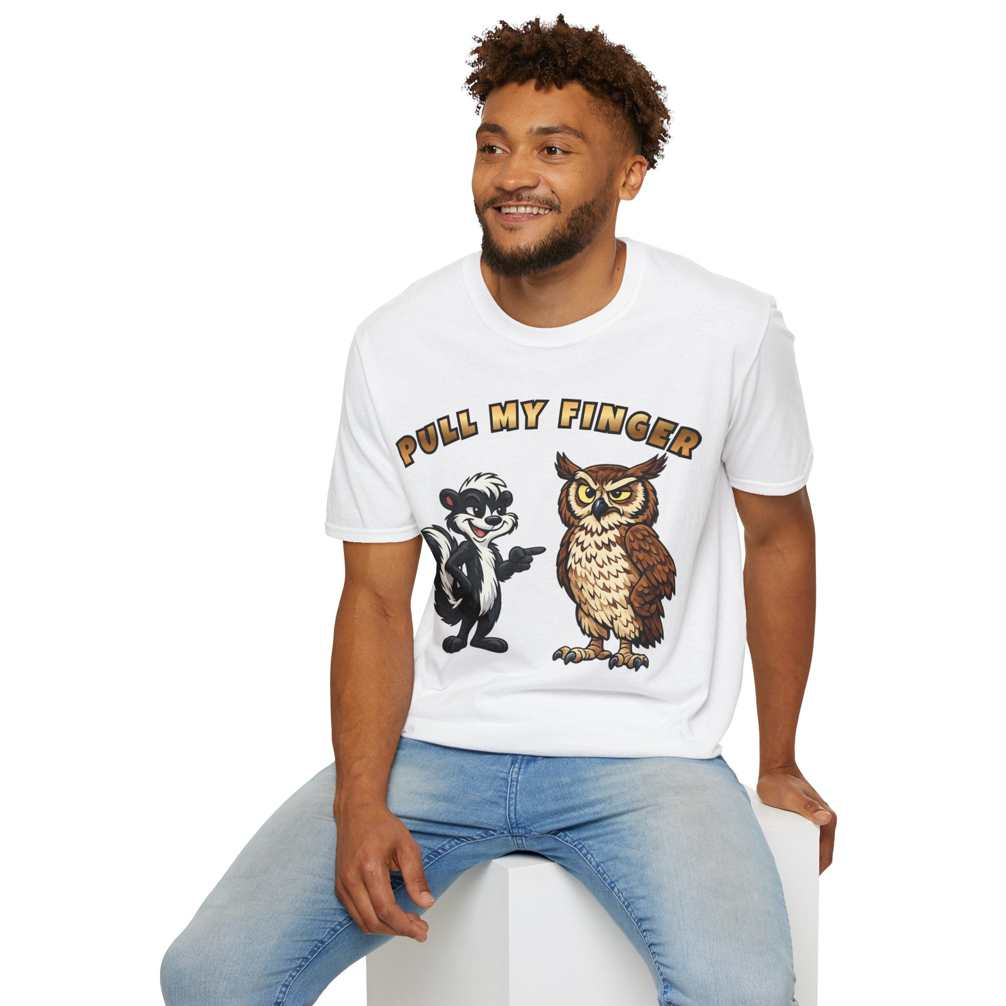 Pull My Finger Funny Skunk & Owl Graphic Tee