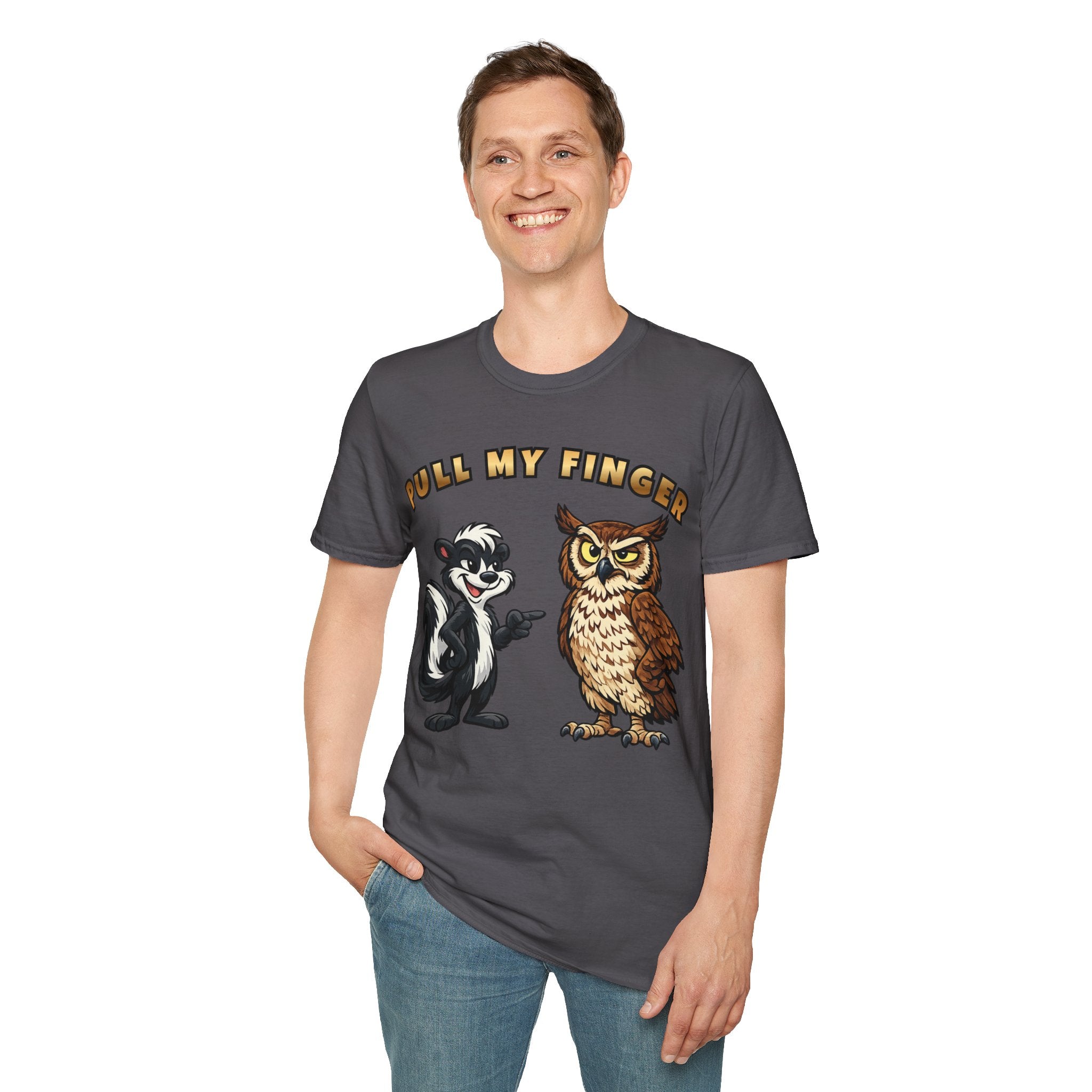Pull My Finger Funny Skunk & Owl Graphic Tee