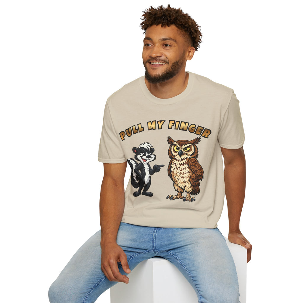 Pull My Finger Funny Skunk & Owl Graphic Tee
