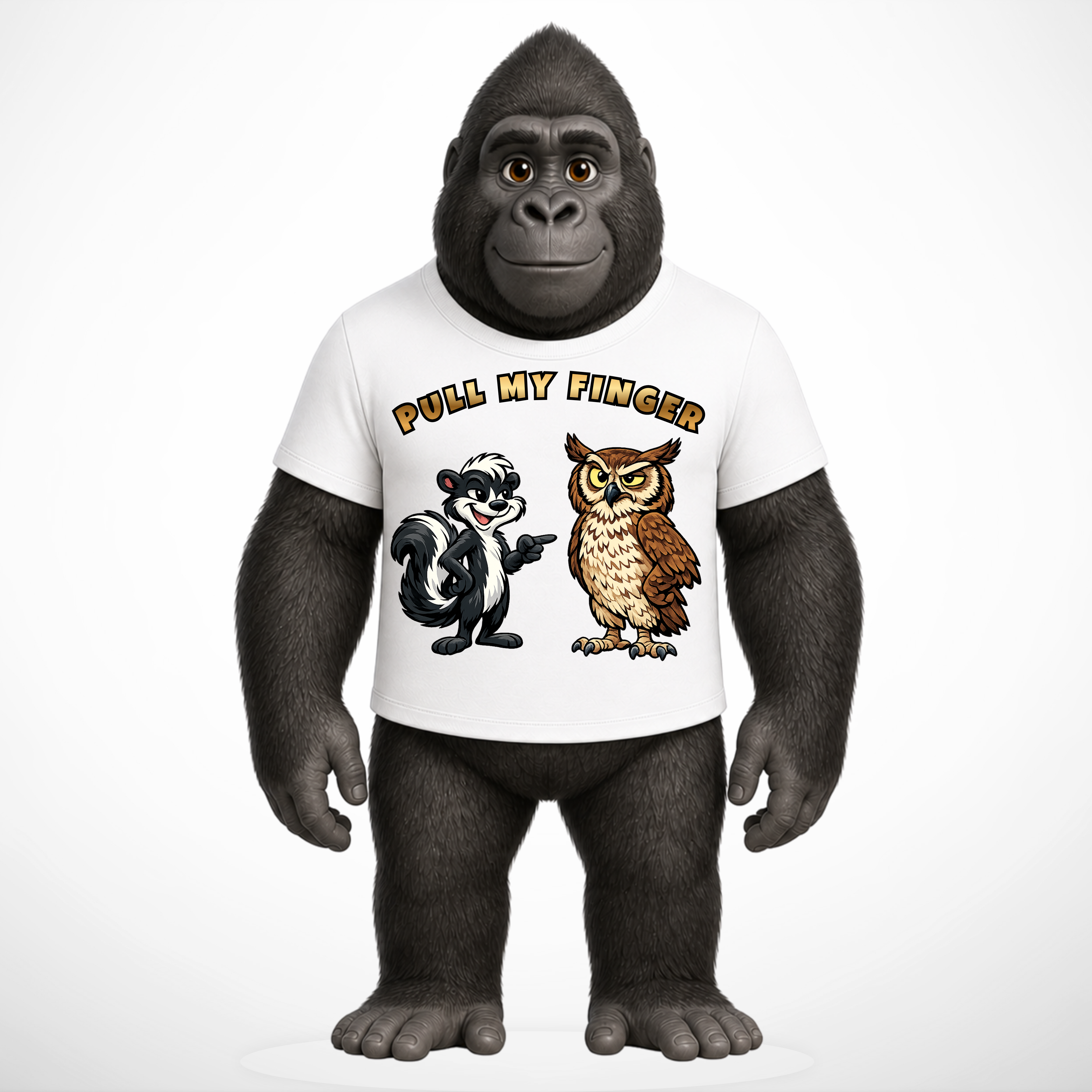 Pull My Finger Funny Skunk & Owl Graphic Tee