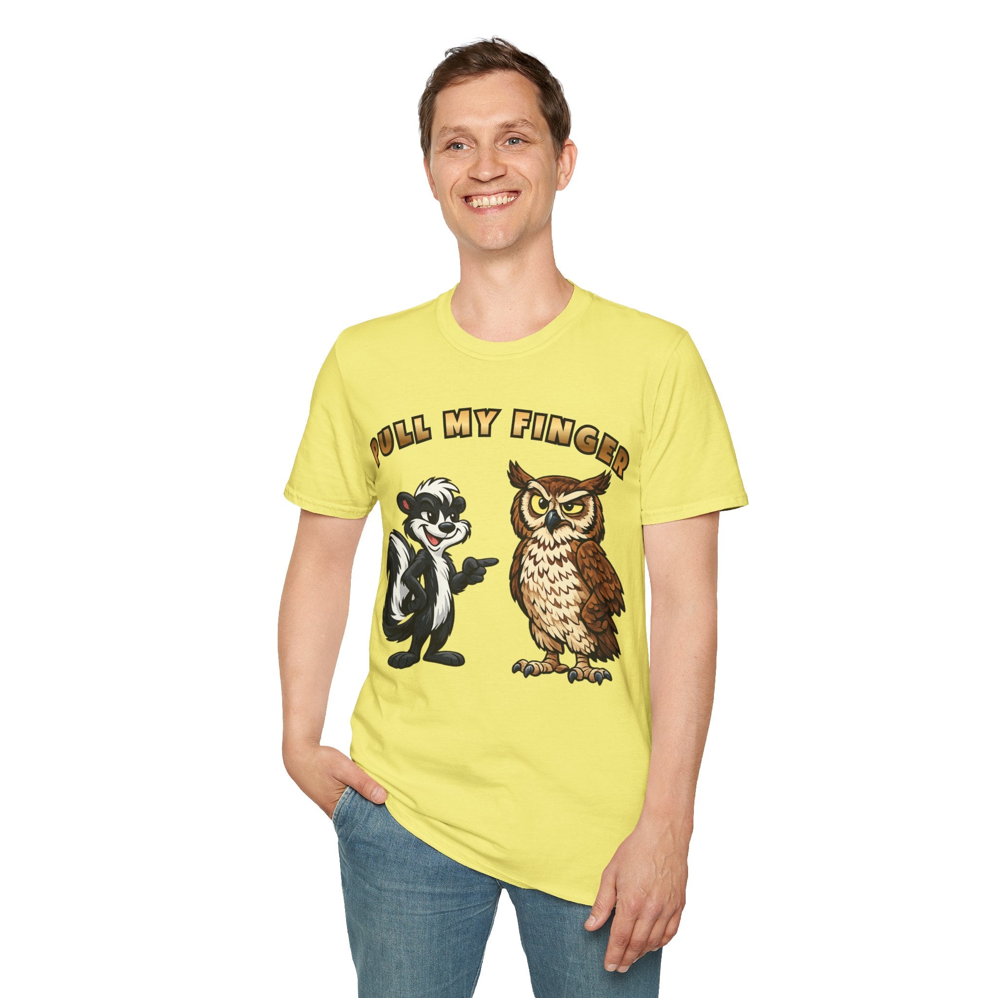 Pull My Finger Funny Skunk & Owl Graphic Tee