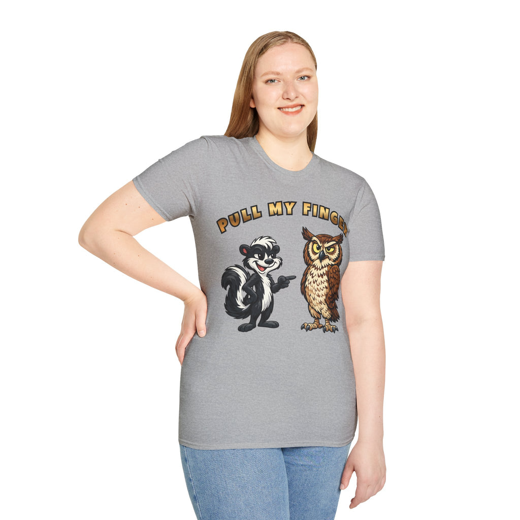 Pull My Finger Funny Skunk & Owl Graphic Tee