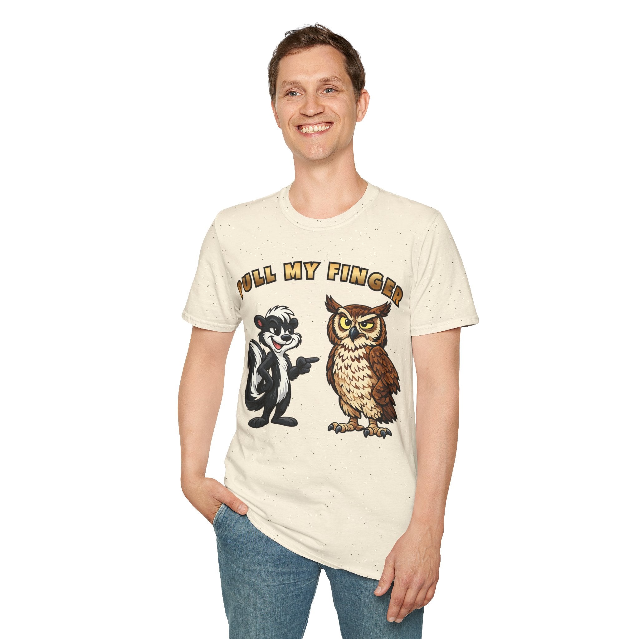 Pull My Finger Funny Skunk & Owl Graphic Tee