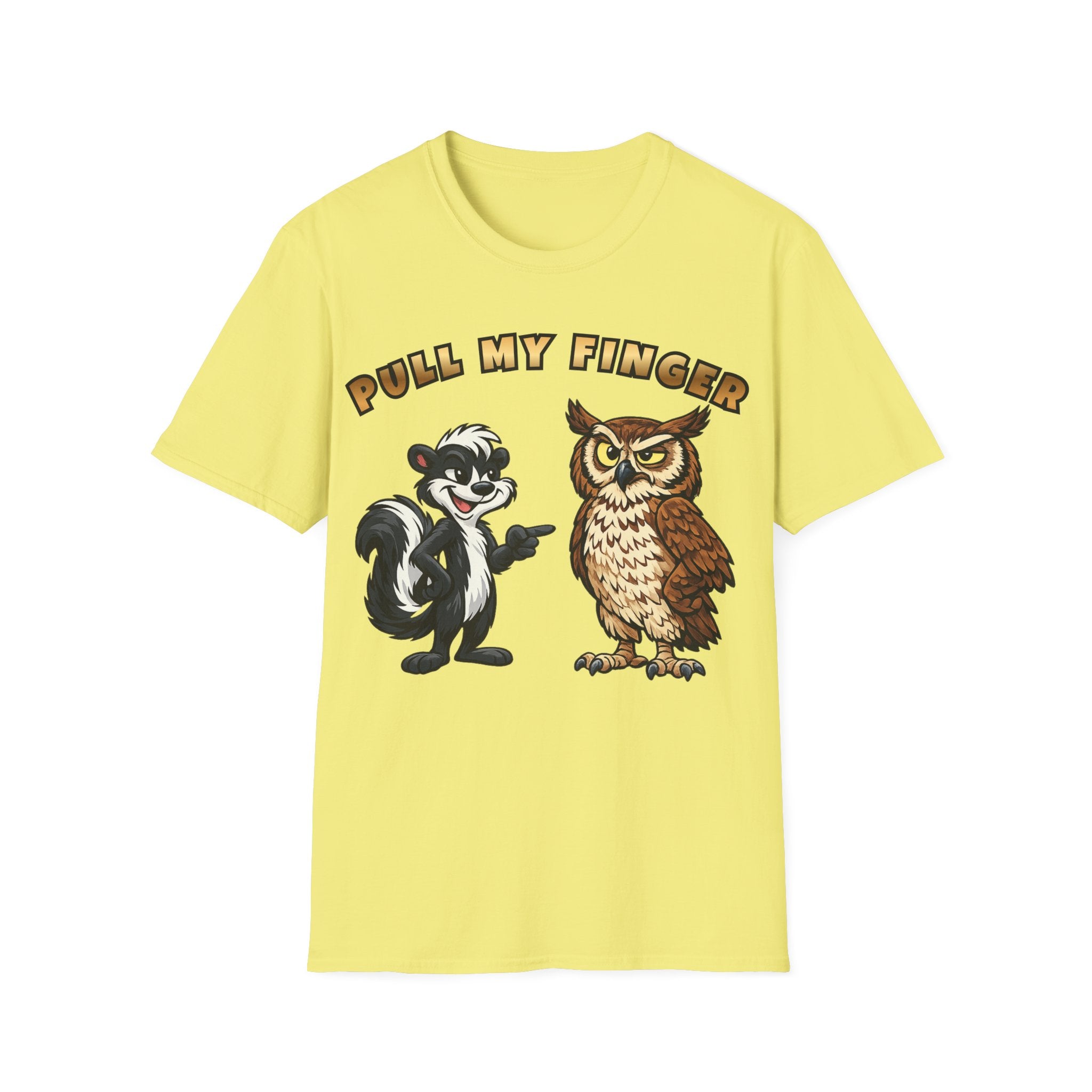 Pull My Finger Funny Skunk & Owl Graphic Tee
