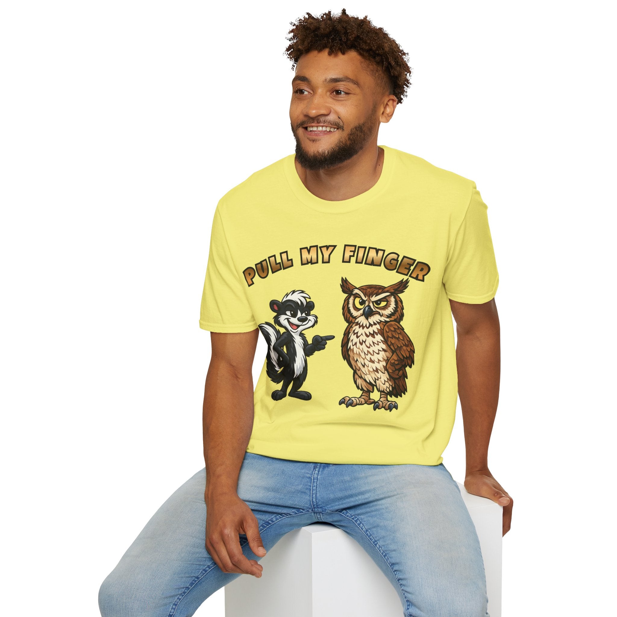 Pull My Finger Funny Skunk & Owl Graphic Tee