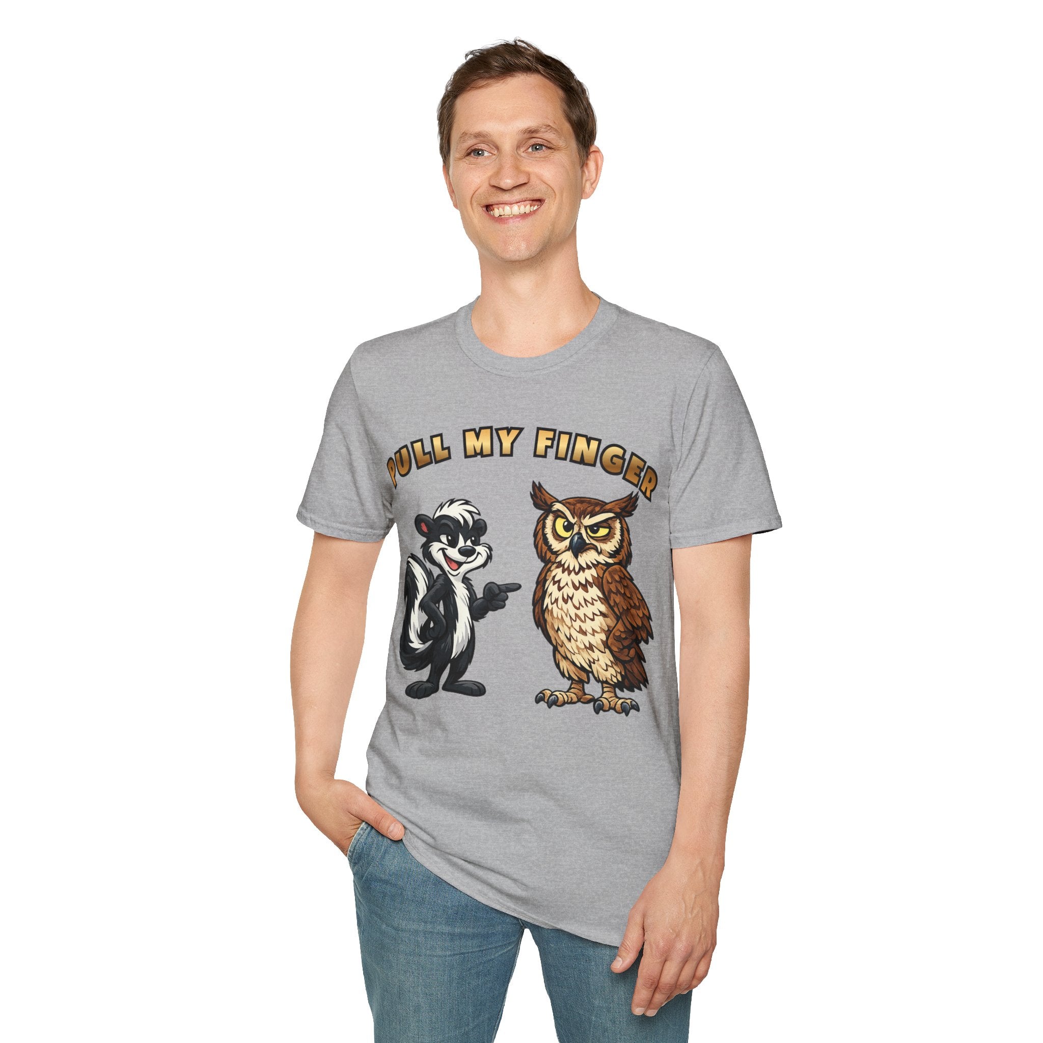 Pull My Finger Funny Skunk & Owl Graphic Tee