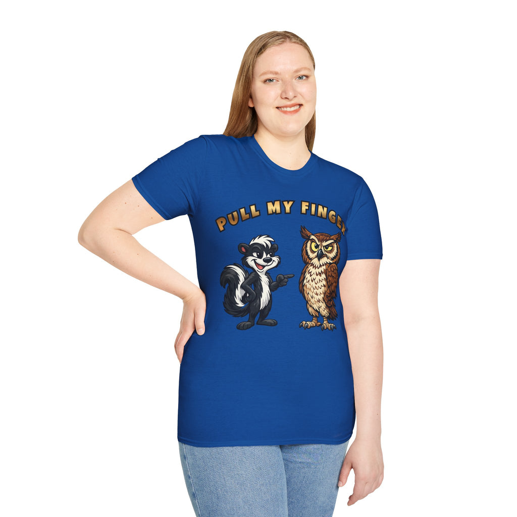 Pull My Finger Funny Skunk & Owl Graphic Tee