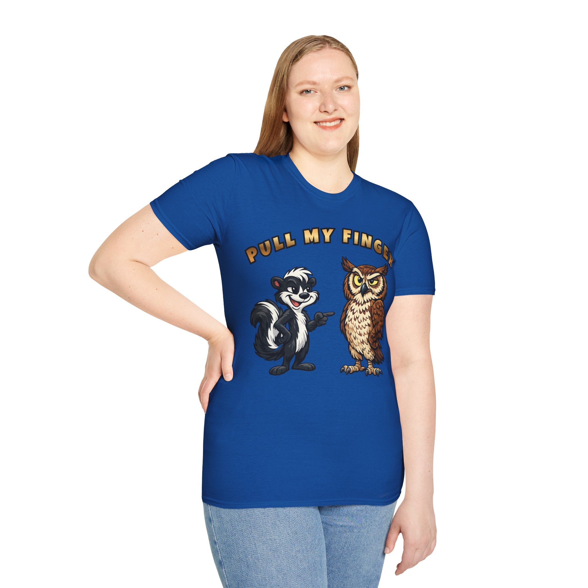 Pull My Finger Funny Skunk & Owl Graphic Tee