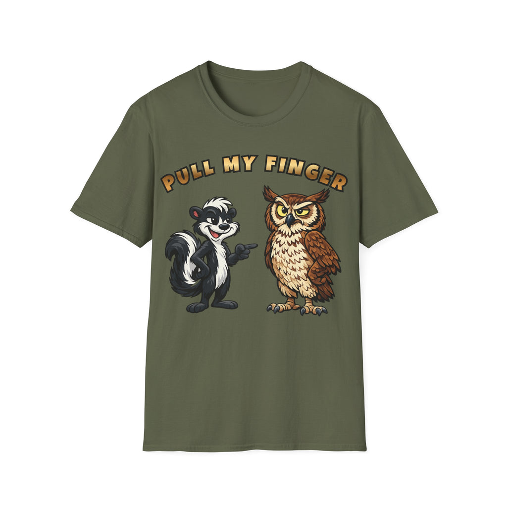 Pull My Finger Funny Skunk & Owl Graphic Tee
