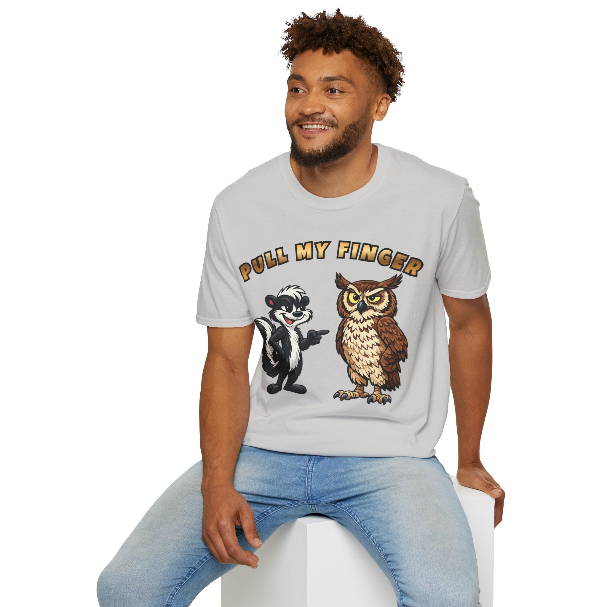 Pull My Finger Funny Skunk & Owl Graphic Tee