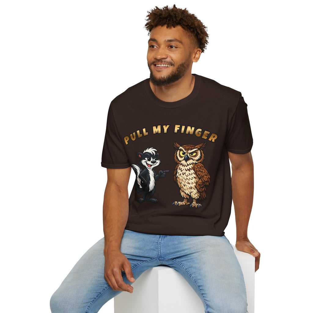 Pull My Finger Funny Skunk & Owl Graphic Tee