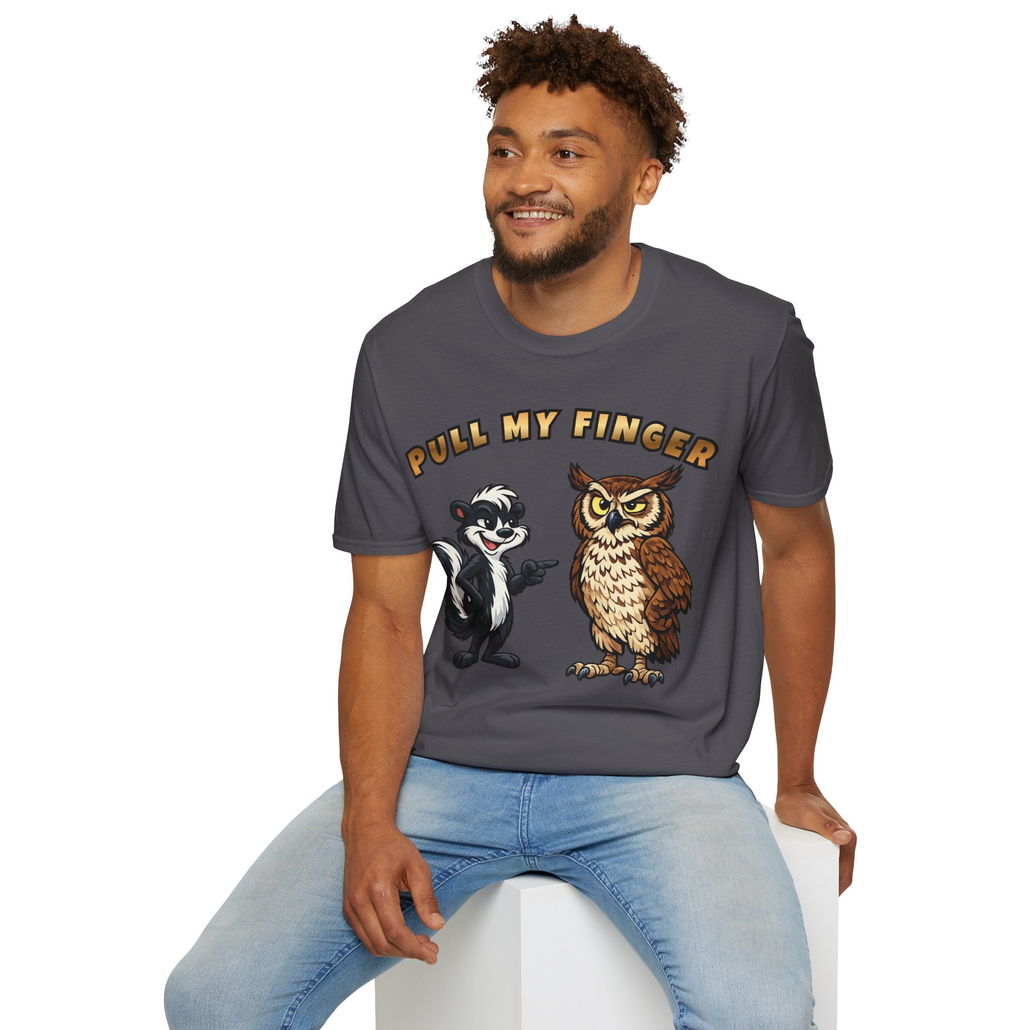 Pull My Finger Funny Skunk & Owl Graphic Tee