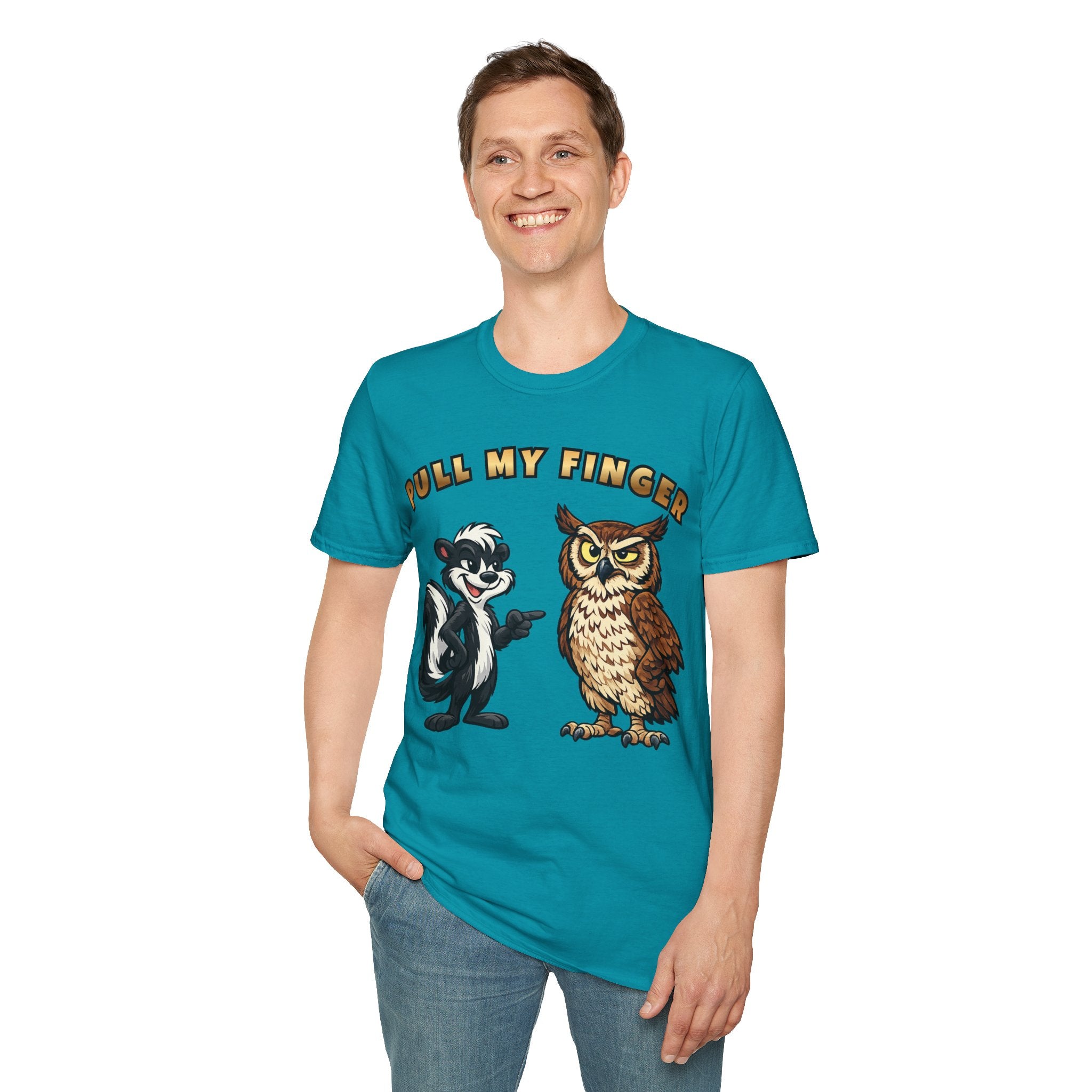 Pull My Finger Funny Skunk & Owl Graphic Tee