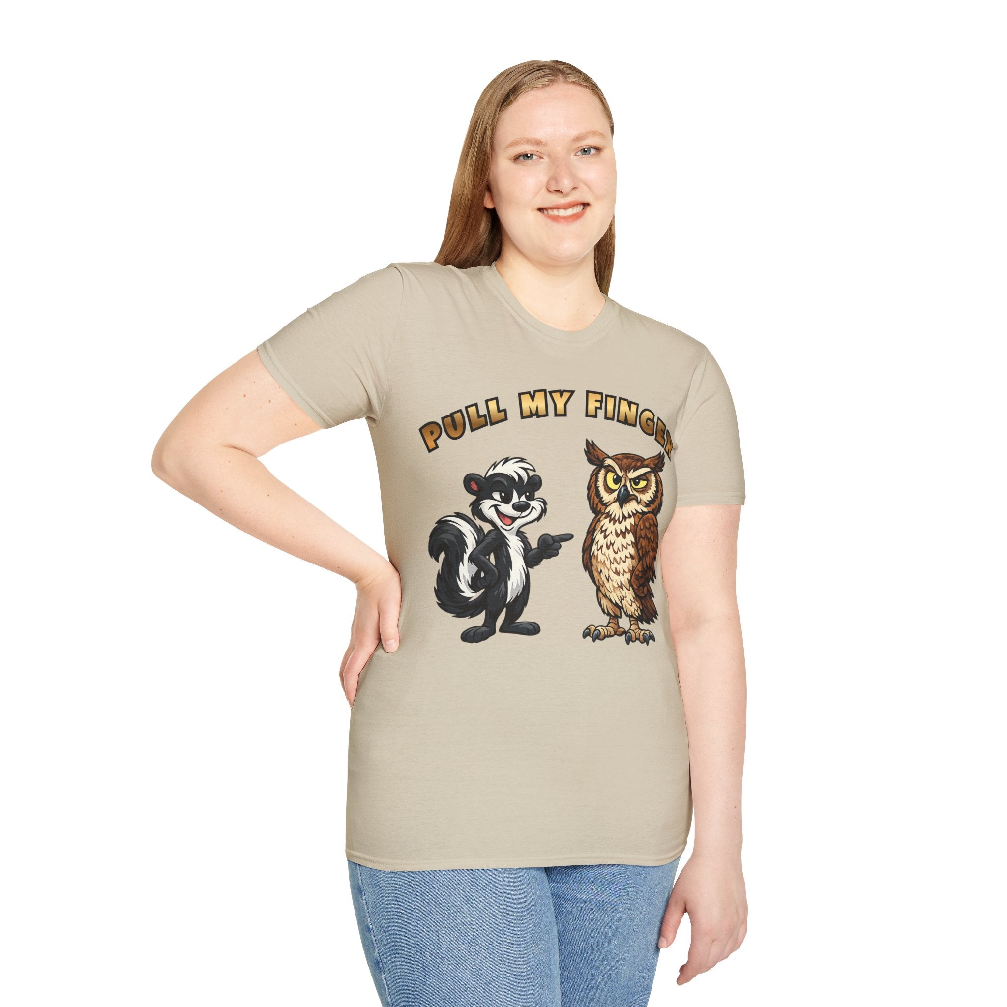 Pull My Finger Funny Skunk & Owl Graphic Tee