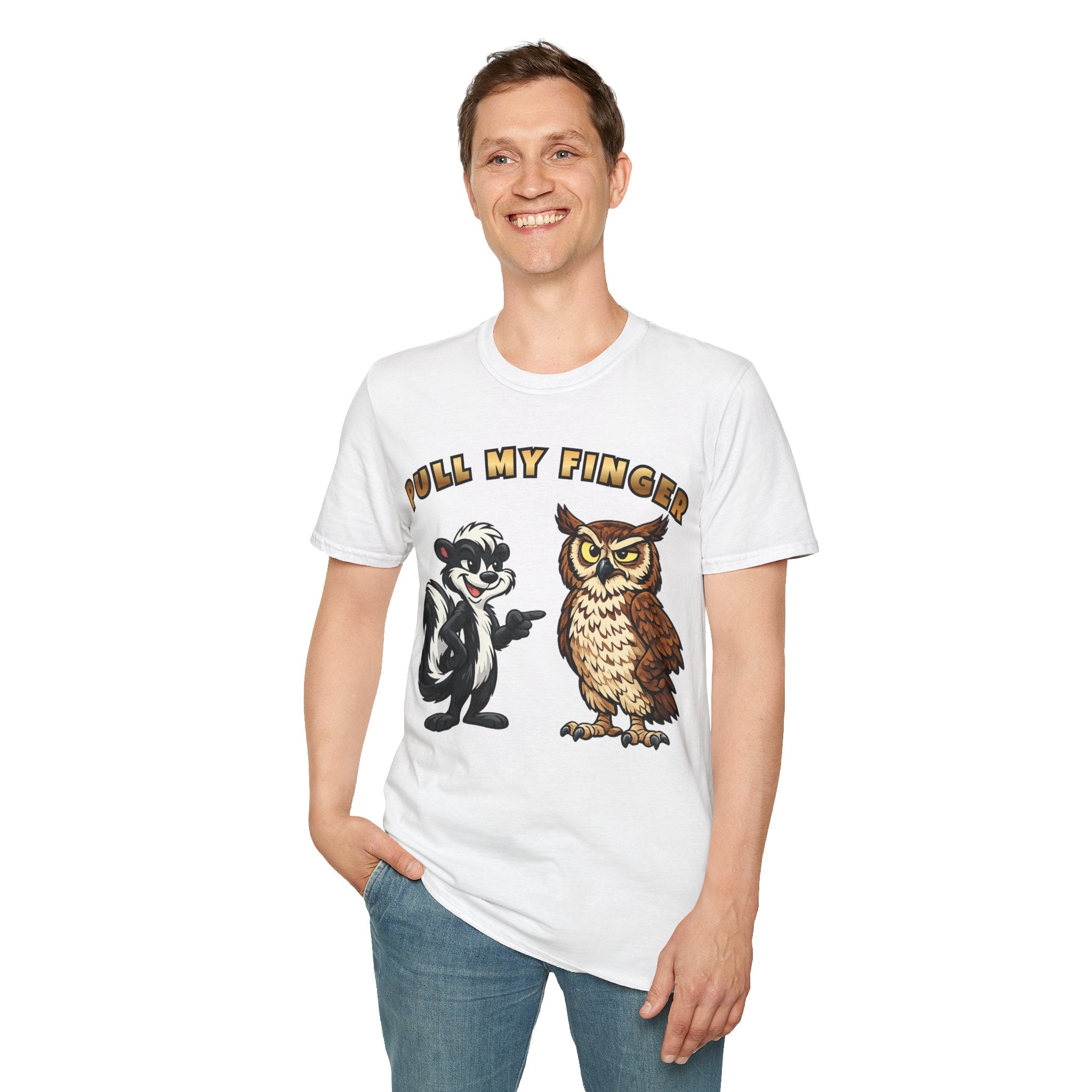 Pull My Finger Funny Skunk & Owl Graphic Tee